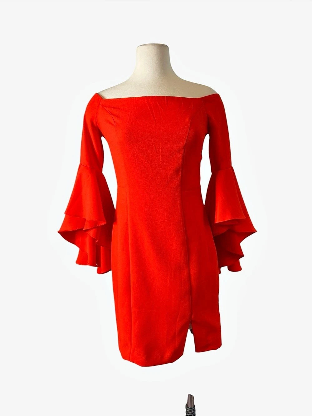 VENUS Off-the-Shoulder Bell Sleeve Sheath Dress Red Size Medium